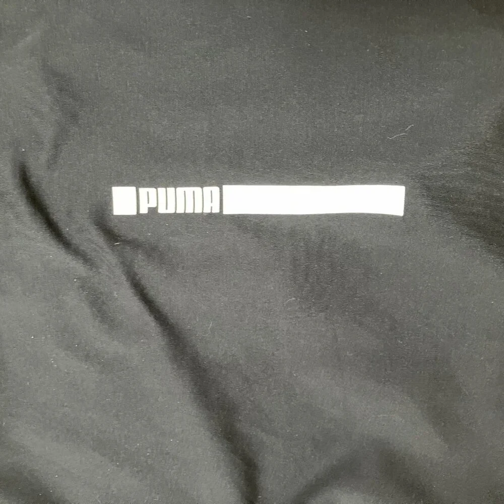 PUMA Men's Black 1/4 zip Hoodie Long Sleeve Sweatshirt Thumbholes Hood Size M - Picture 3 of 8